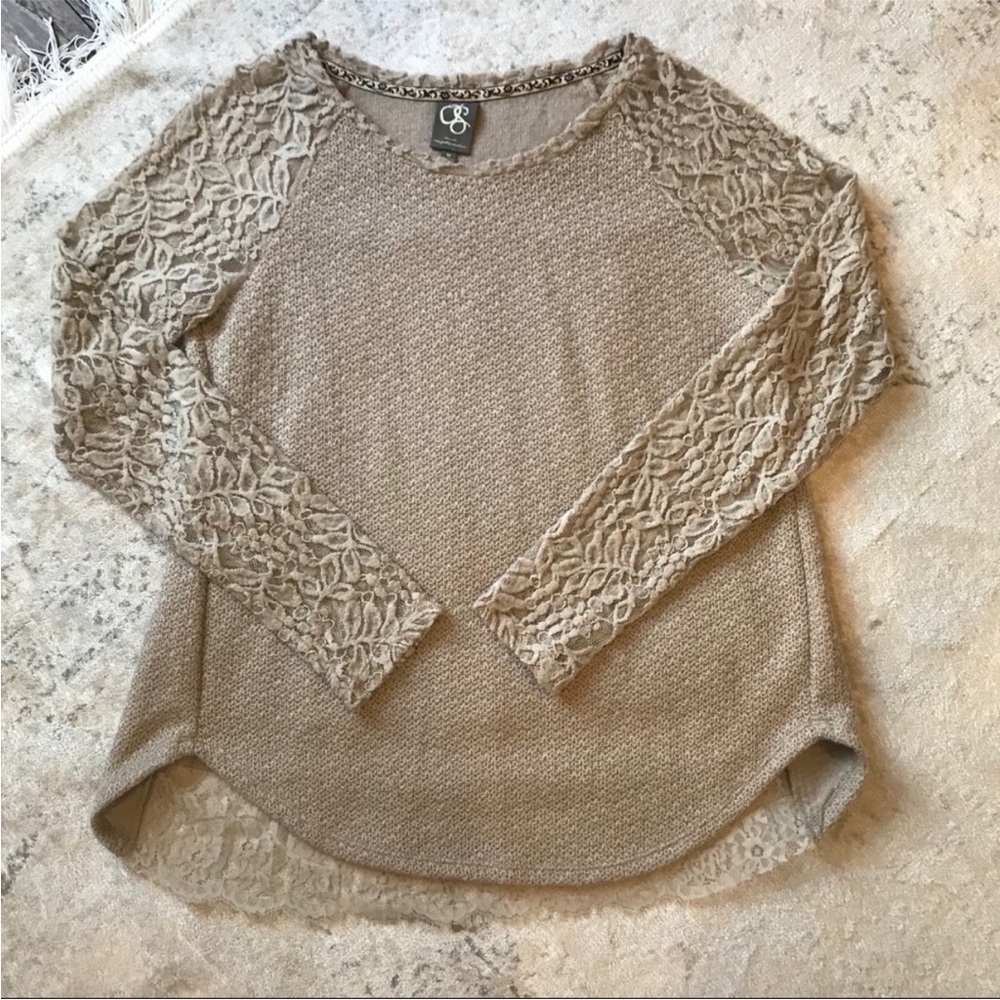 Anthropologie One September Cream Lace Sweater
